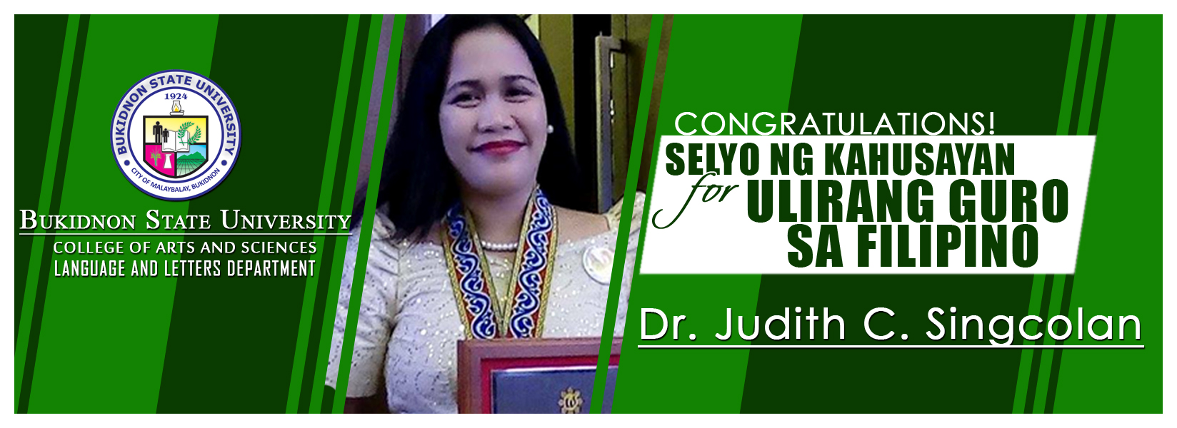 BukSU faculty reaps the Ulirang Guro sa Filipino Award - Bukidnon State ...