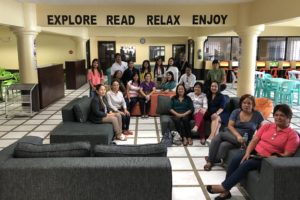 Staff from the Central Mindanao University Library take time to relax at the BukSU Library Learning Commons during their bench marking visit on June 14, 2018. BukSU Library photo 