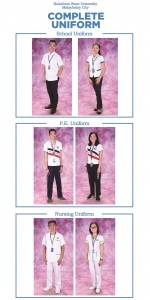 Official university uniform, Physical Education uniform and College of Nursing uniform. Photos courtesy of OSS 