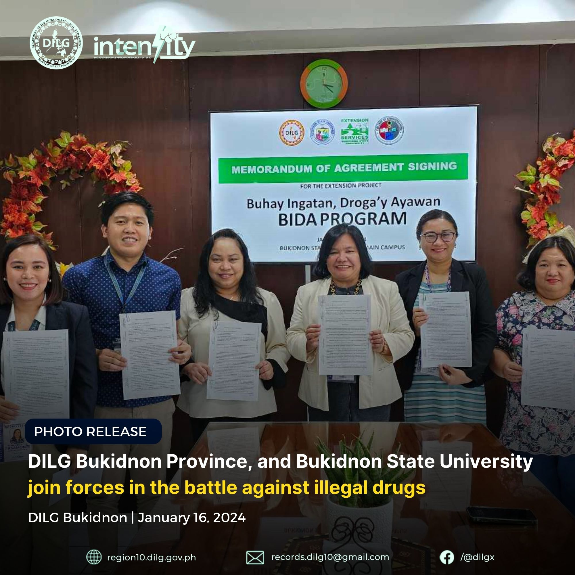 DILG partners with BukSU for a program to combat illegal drugs ...
